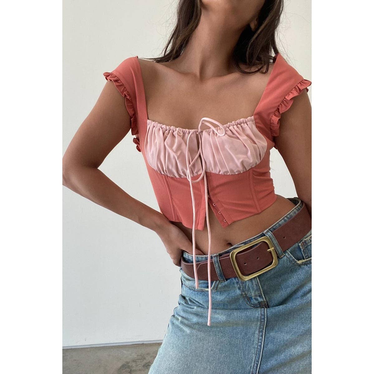 CONTRAST BUST CUP CORSET TOP