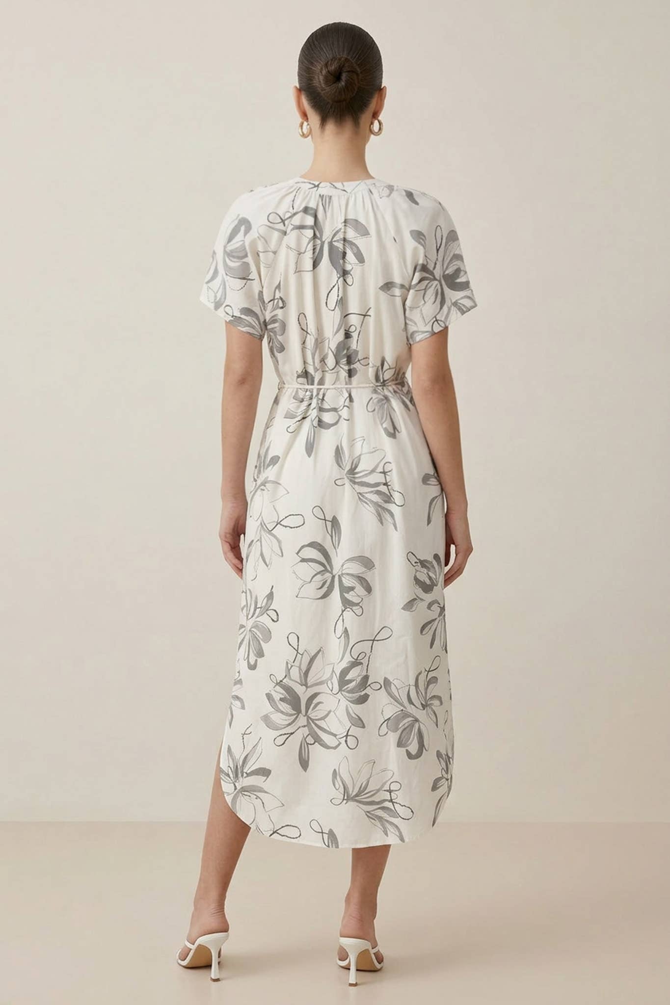 Floral V-Neck Button Down Long Dress for Women