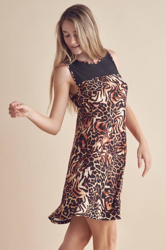 Classy Cheetah Block A-Line Dress