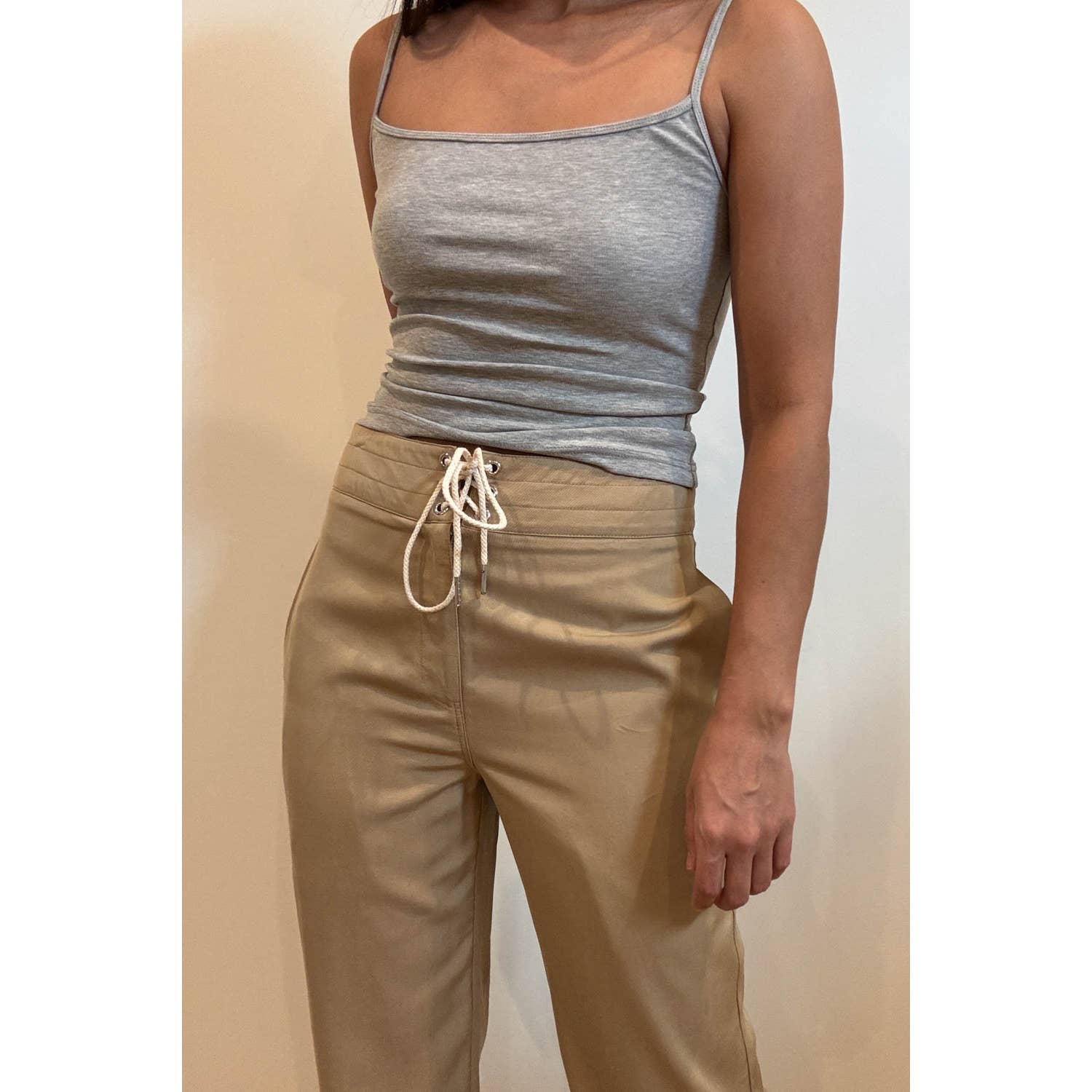 Lace Tie-Up Detail Straight Leg Pants