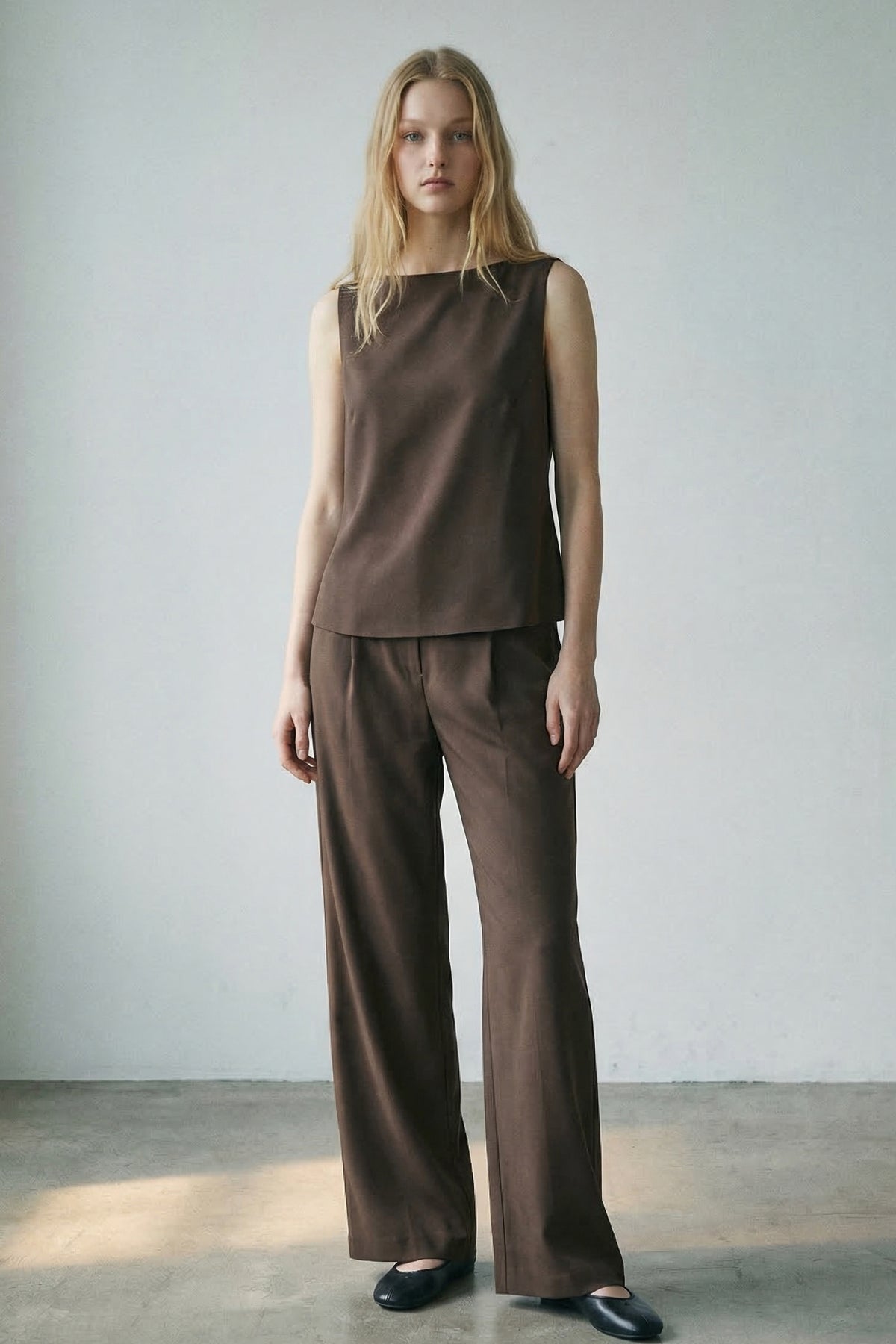 Sleeveless Top W/ Straight Leg Pants Sets