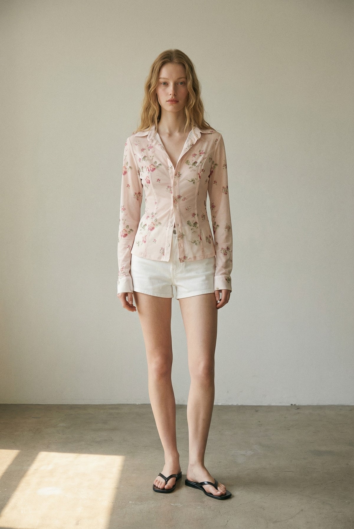 Floral Print Mesh Shirt Top