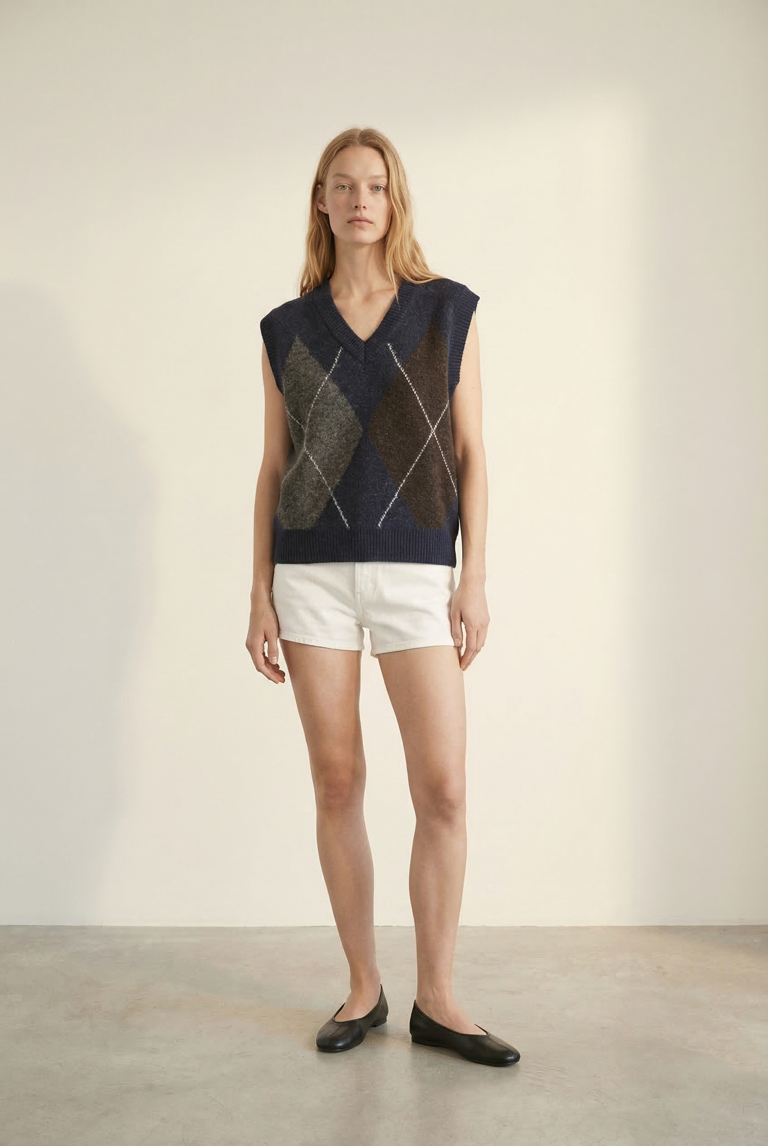 Argyle Knit Sweater Vest Top