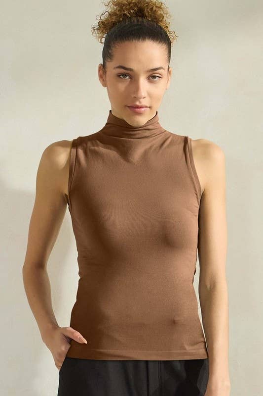 Women's Mock Neck Seamless Sleeveless Tank