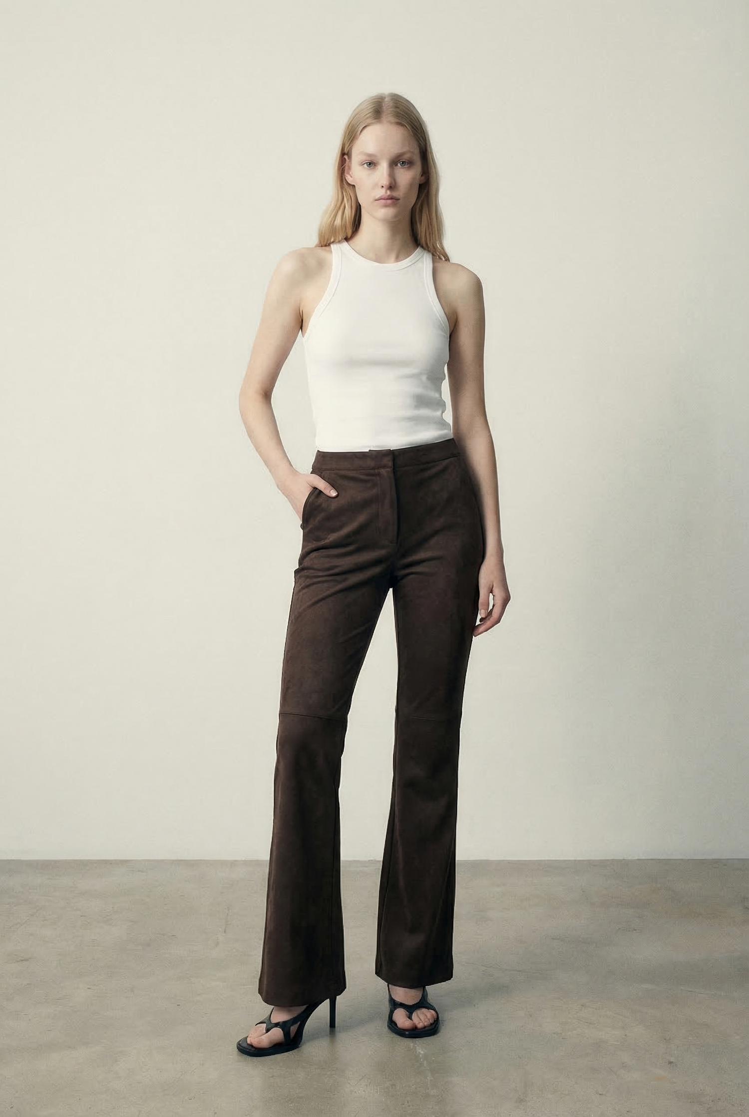 Faux Suede Flared Pants