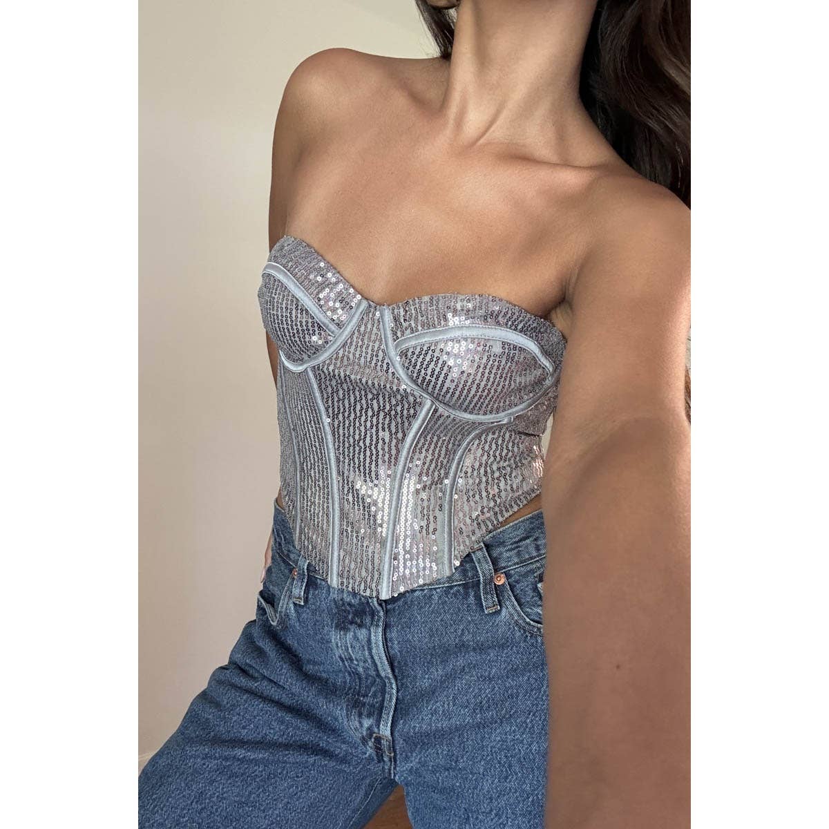 SEQUINS CORSET TOP