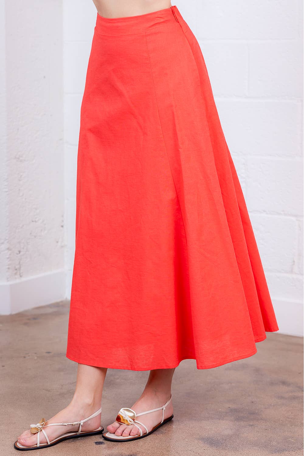 High-Waisted Linen Flared Long Skirt for Women