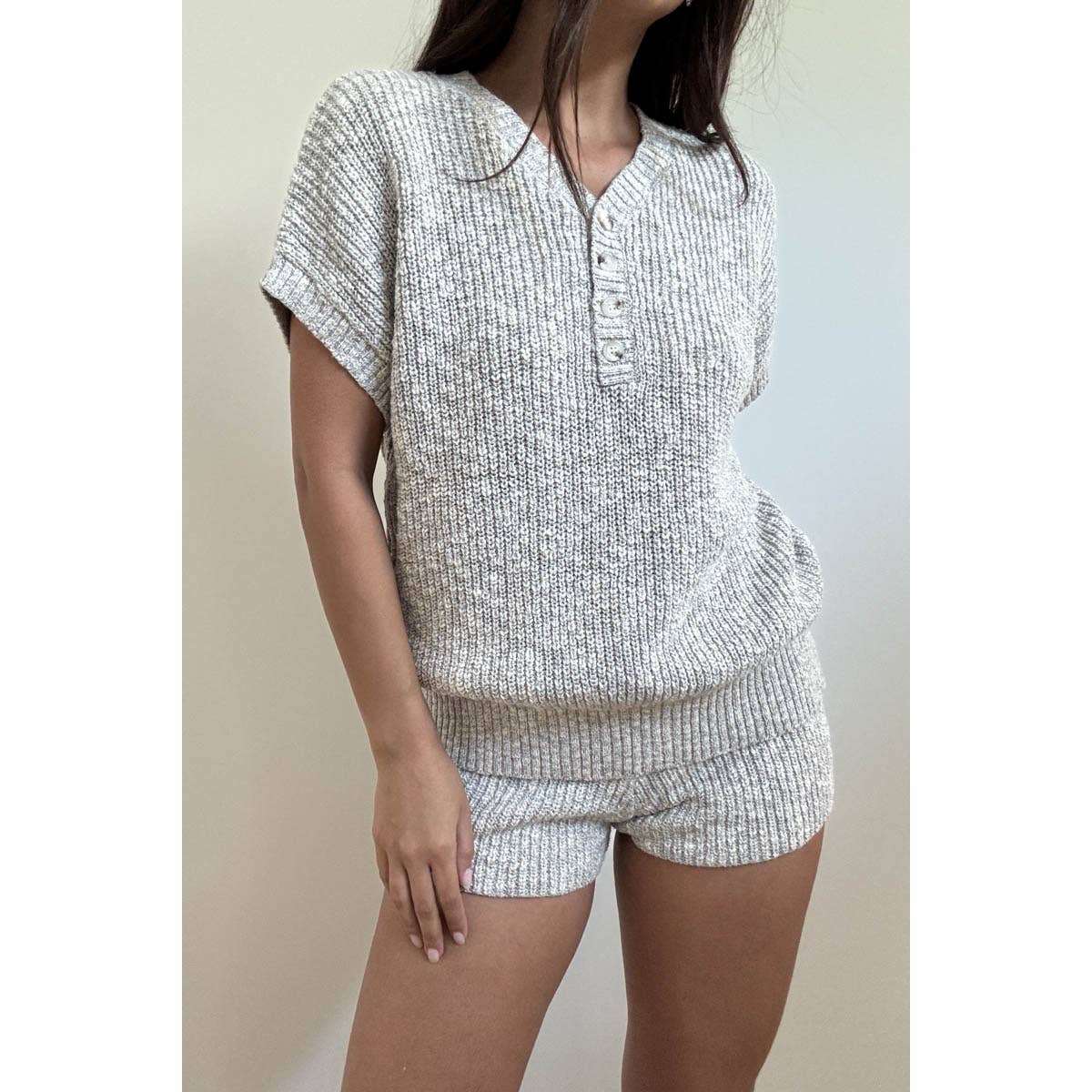 Knit Relaxed Fit Vest W/ High Waist Shorts