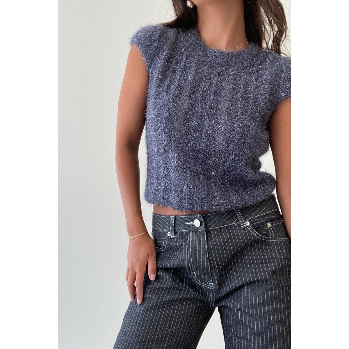 SHINY KNITTED CROP TOP