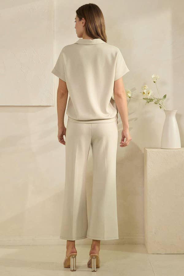 Lightweight Modal Scuba Collared Top and Pant Matching Set