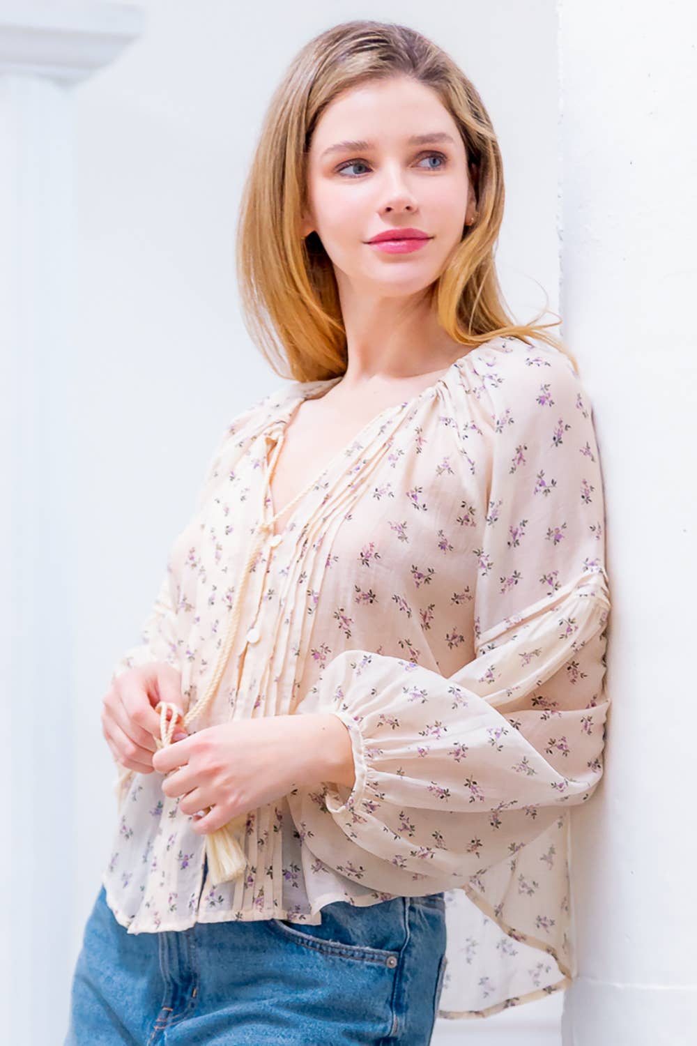 Floral Long Sleeve Button Up Top for Women