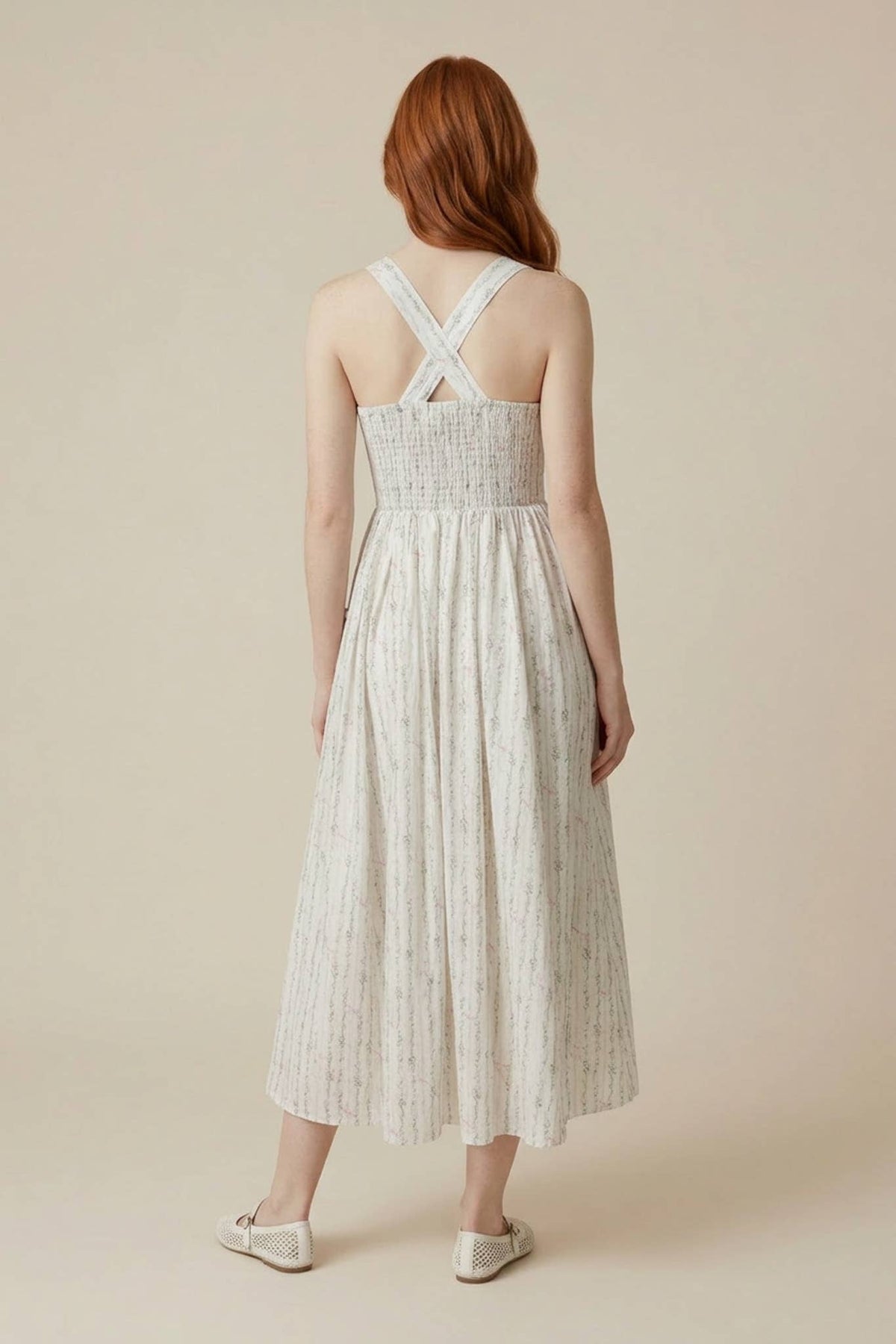 Printed Square Neckline Front Pocket Sleeveless Dress