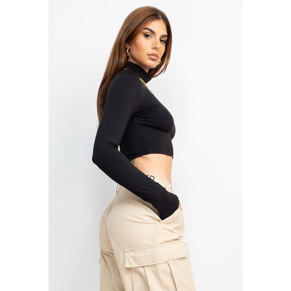 Crop Seamless Turtleneck Top