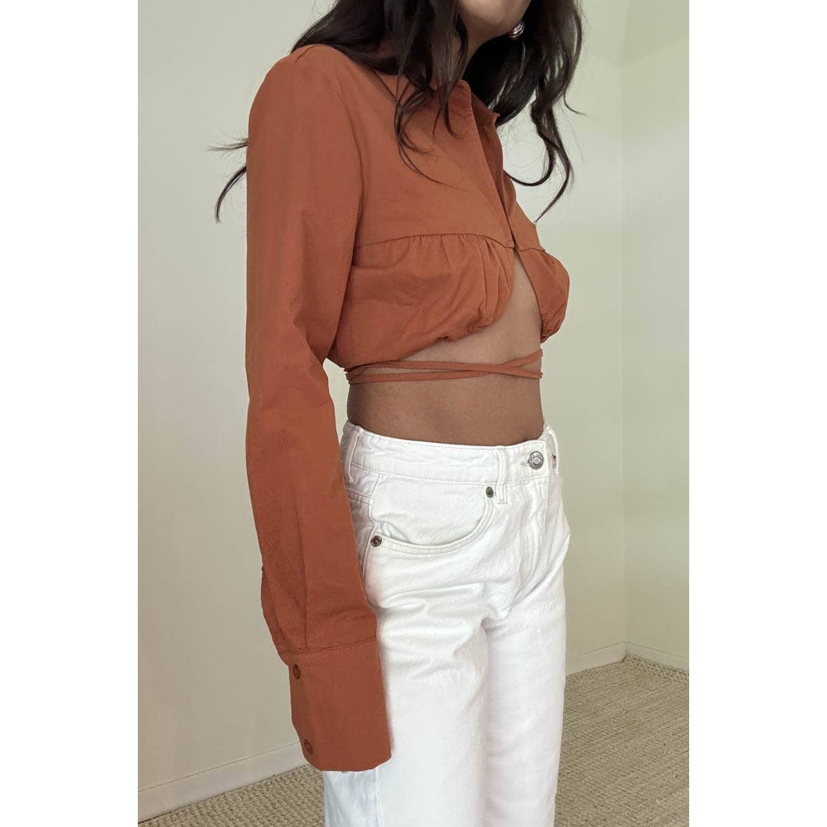 Ladies Woven Under Wire Cropped Shirts