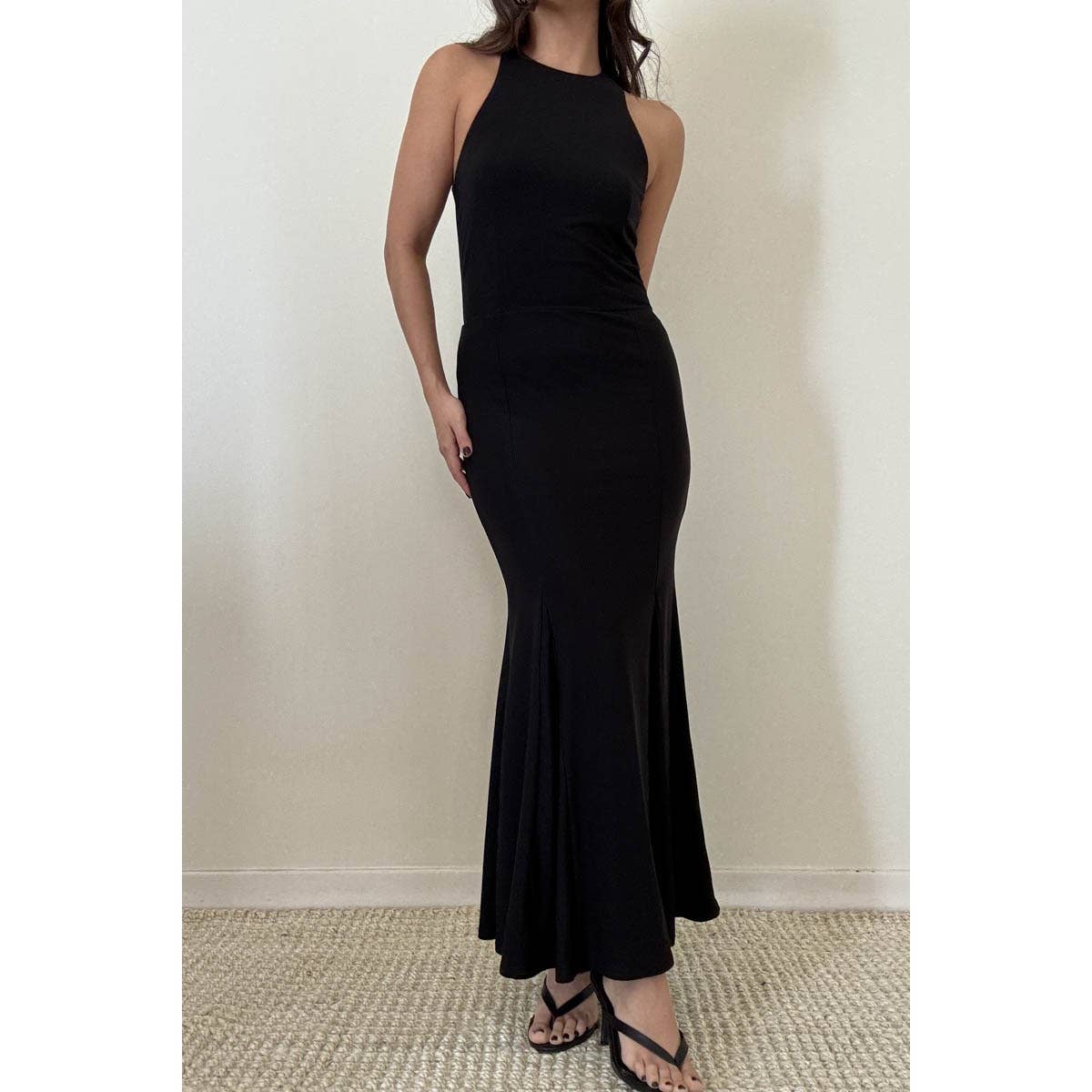 Mesh High Halter Neck Maxi Dress