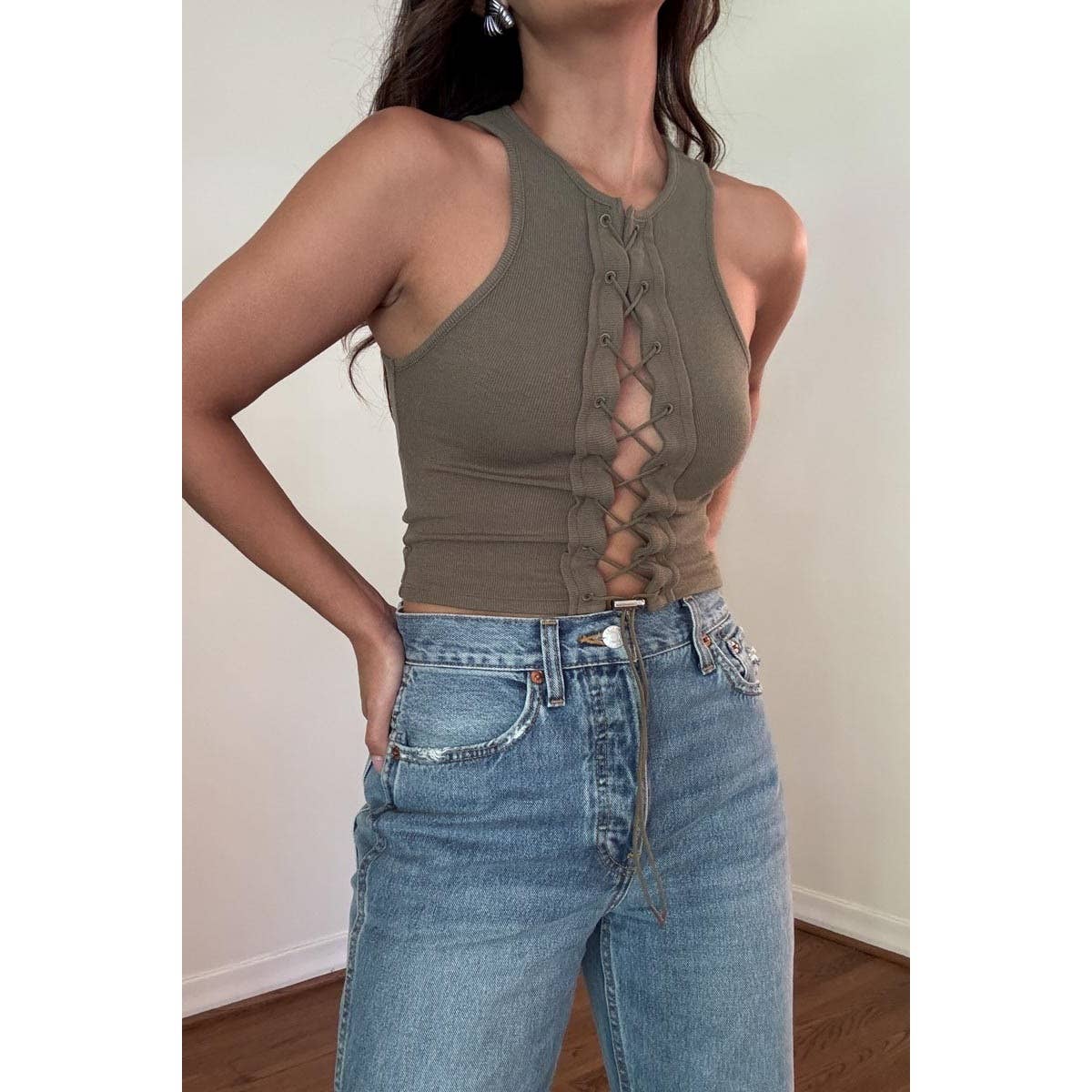 Lace Up Crop Top