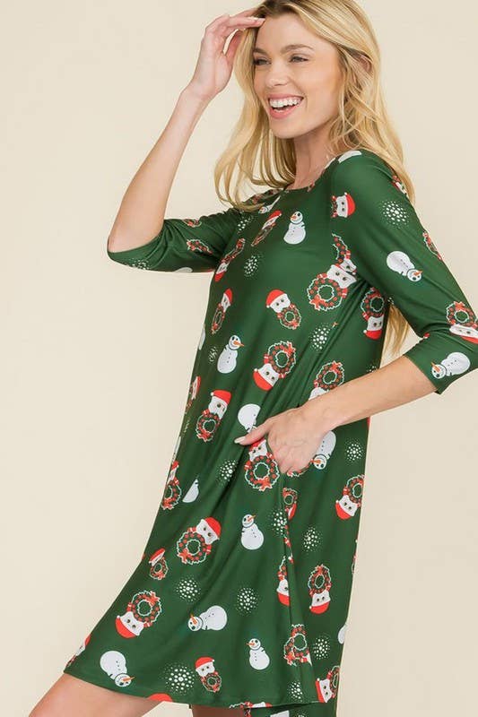 Women's Holiday Cheer Print Christmas Dress