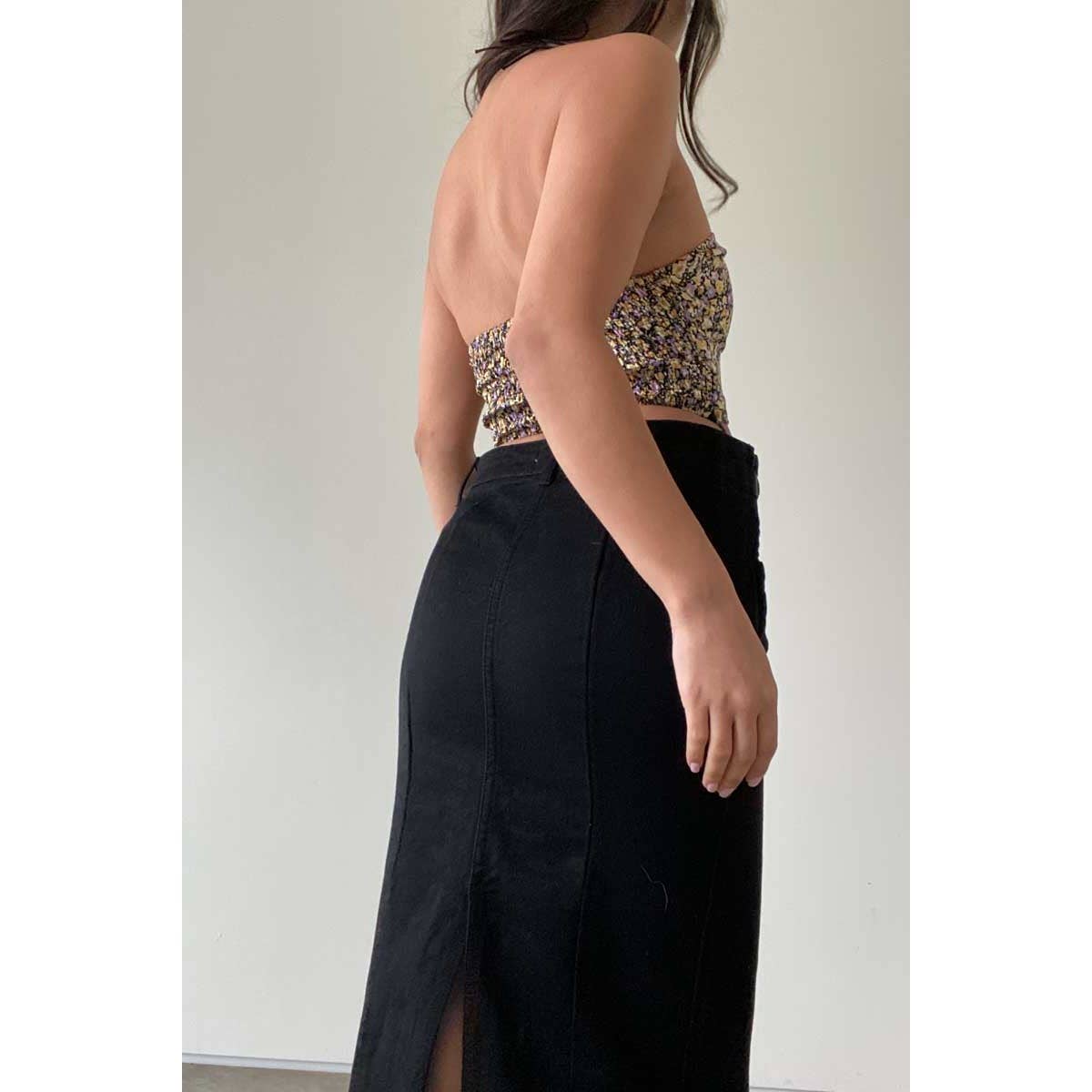 Floral Cinched Neck Tie Tube Top
