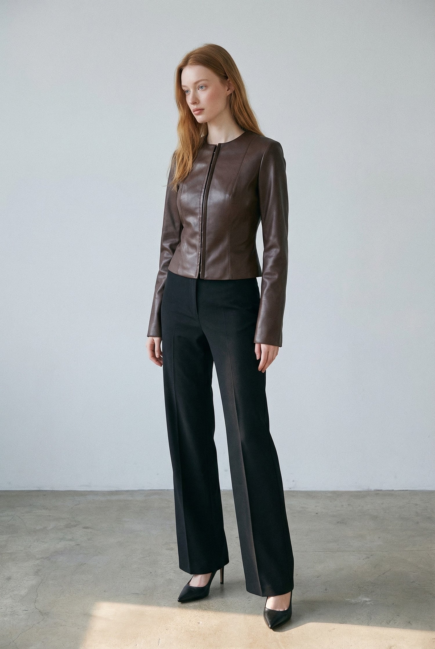 Fitted Faux Leather Top