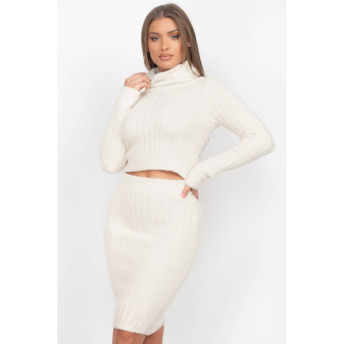 Ladies Knit Top and Skirt Set