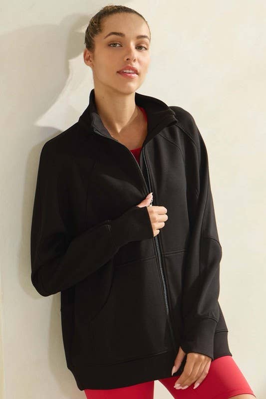 Women's Ultra Soft Funnel Neck Oversize Zip Jacket