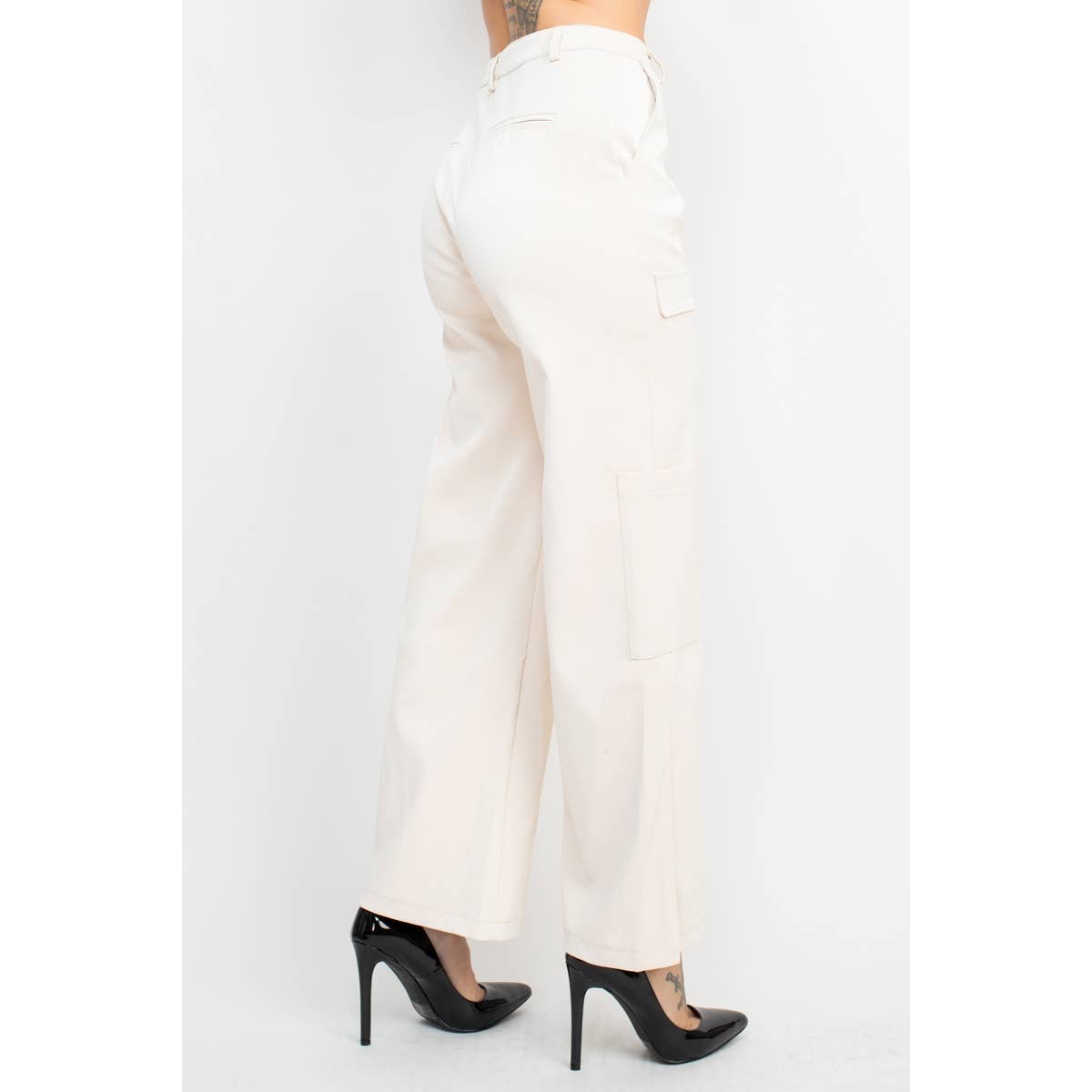 Faux Leather Croc Wide Leg Pants