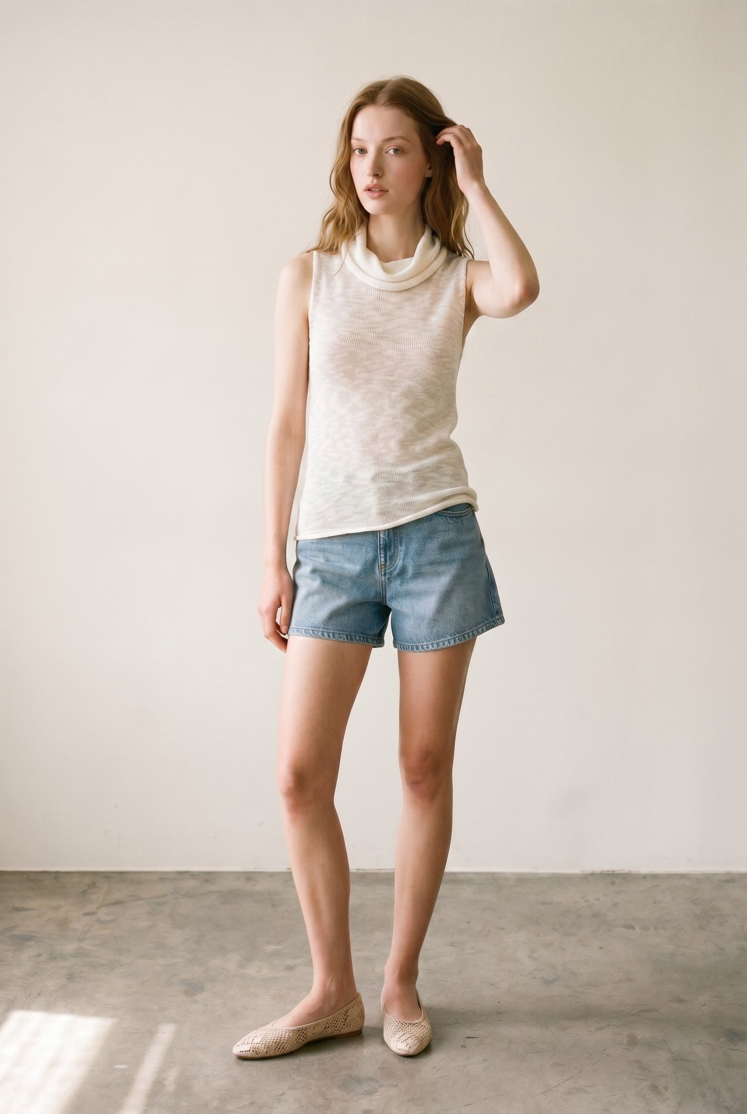 Knit Sleeveless Turtleneck Top