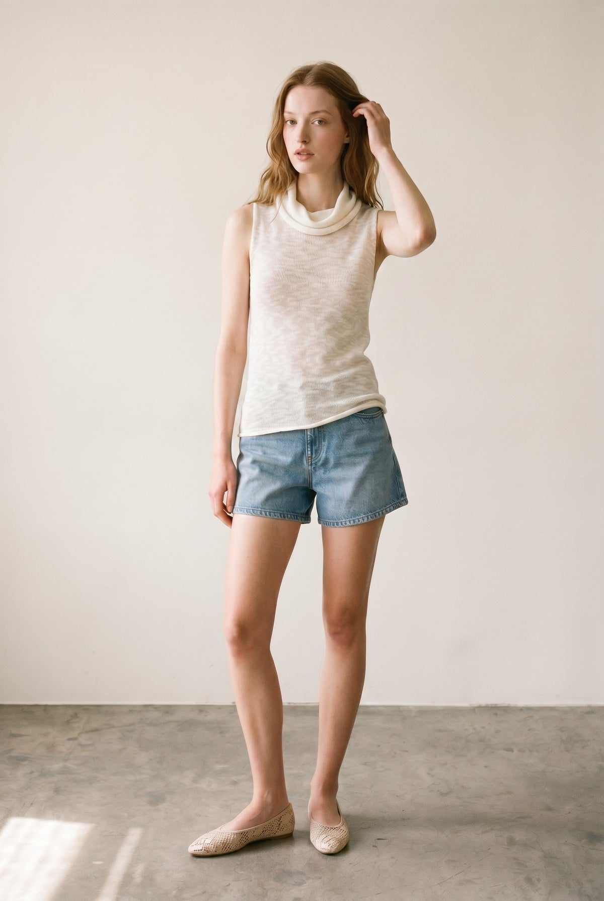 Knit Sleeveless Turtleneck Top