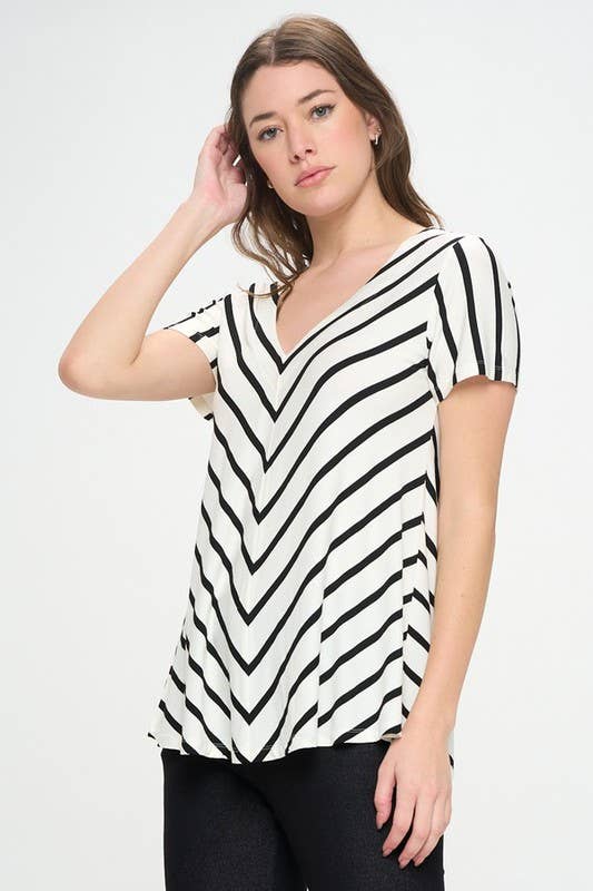 Chic In Stripes V-Neck Top