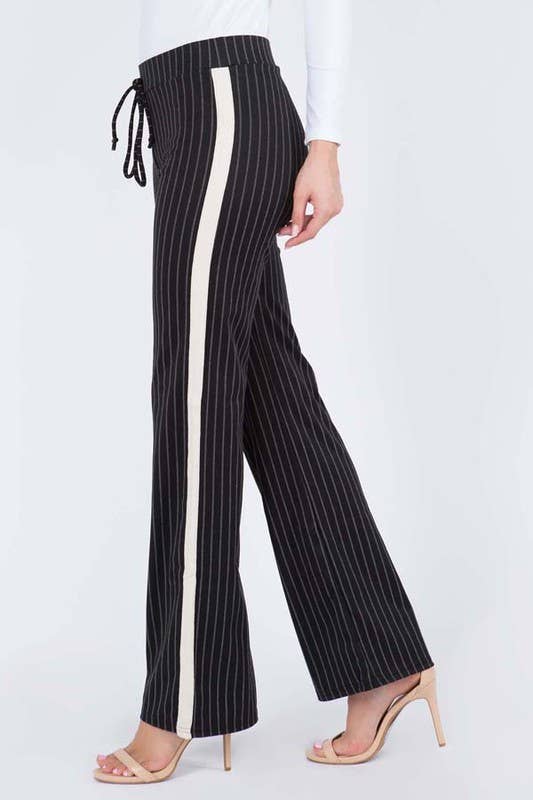 Striped Wide Leg Ponte Pants