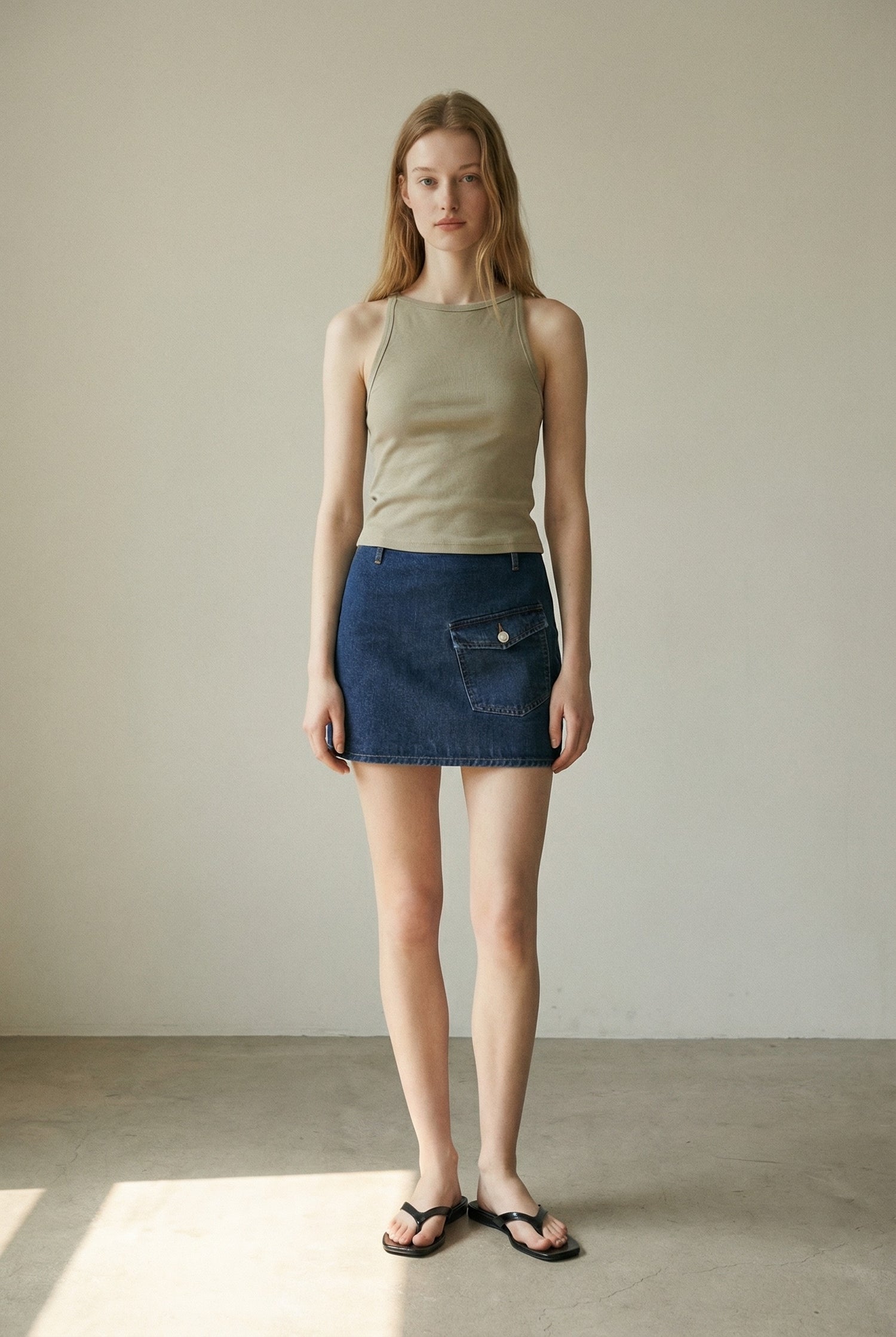 Denim Cargo Mini Skirt