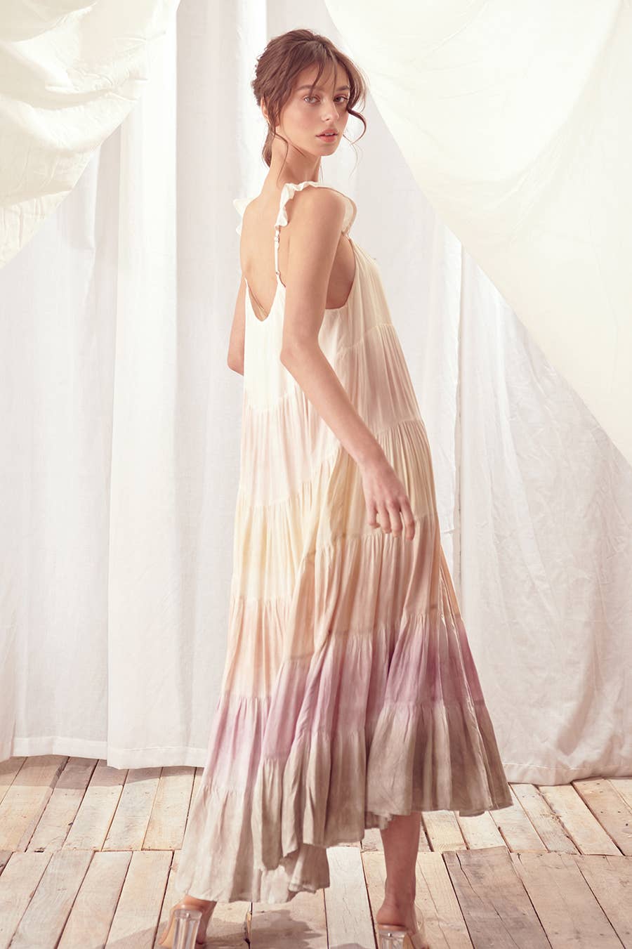Muted Multi-Color Tie-Dye Maxi Dress