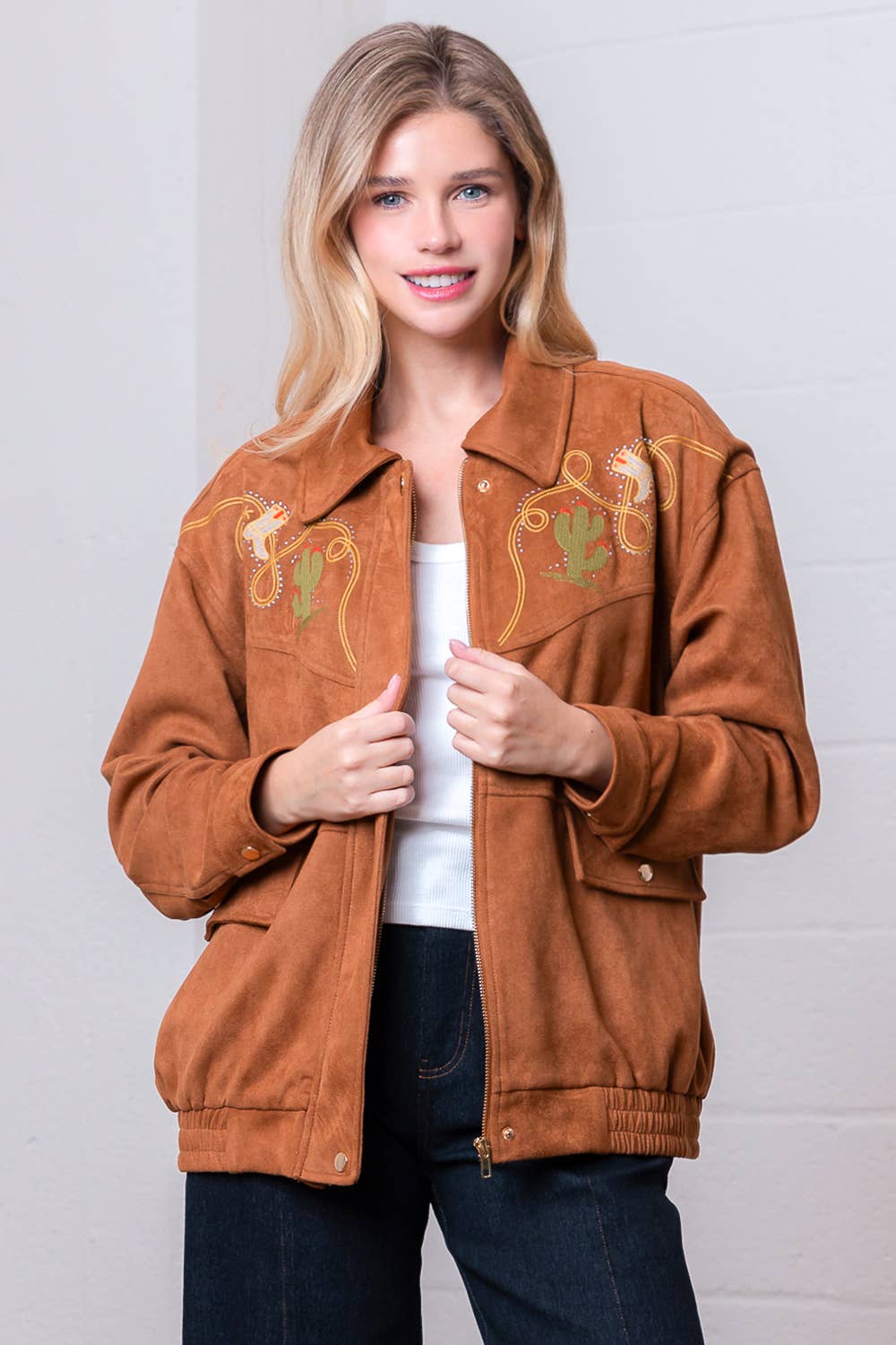 Embroidered Oversized Jacket for Women - Long Sleeve Style