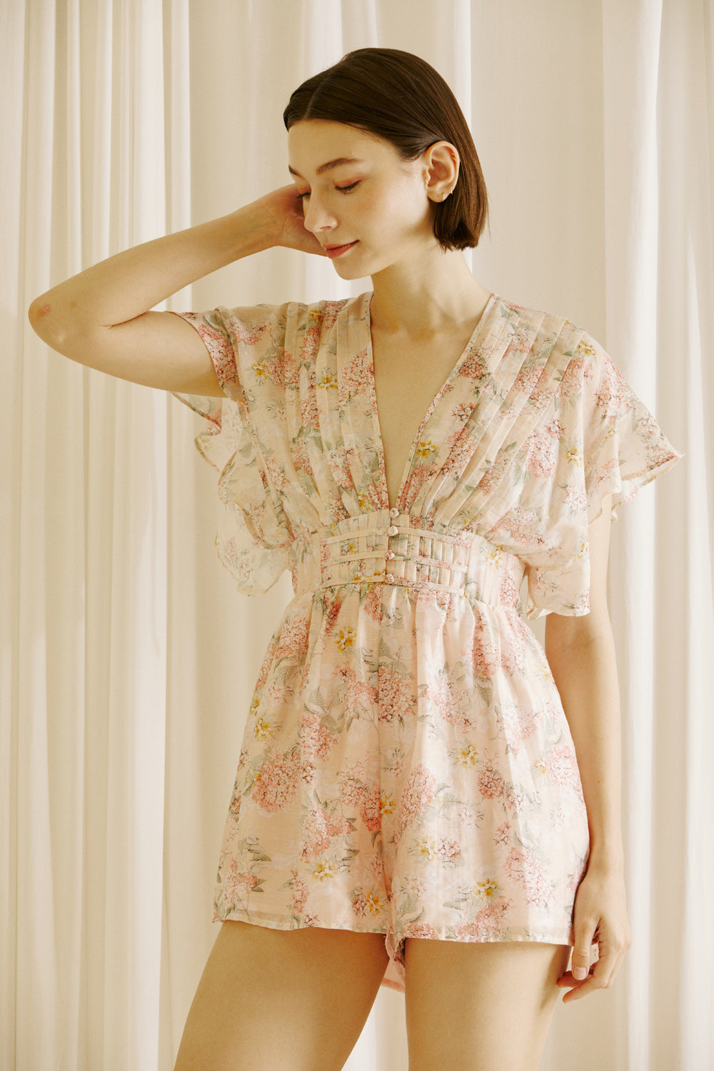 Romantic Floral Open-back Romper