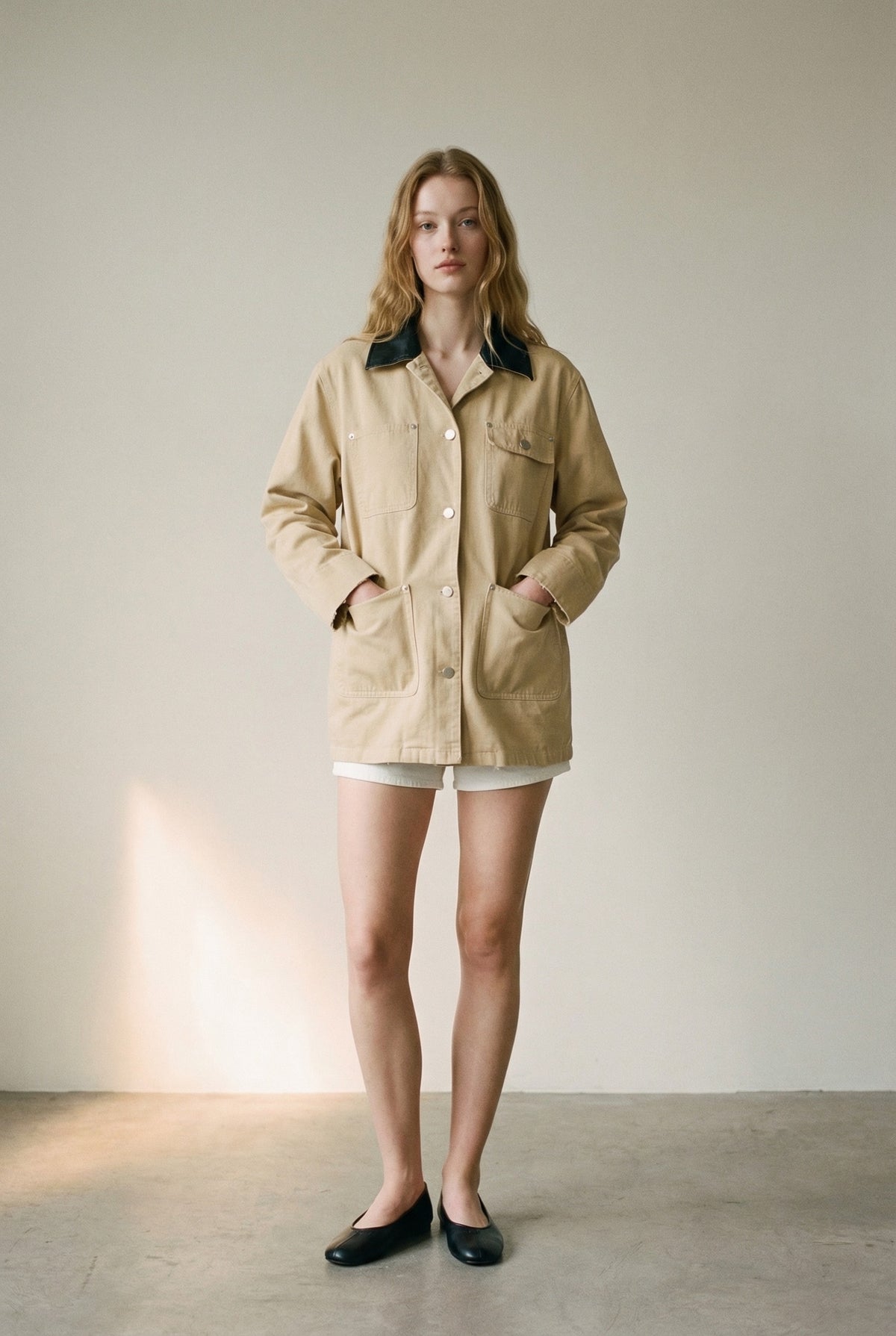 Contrast Collar Oversized Workwear Jacket