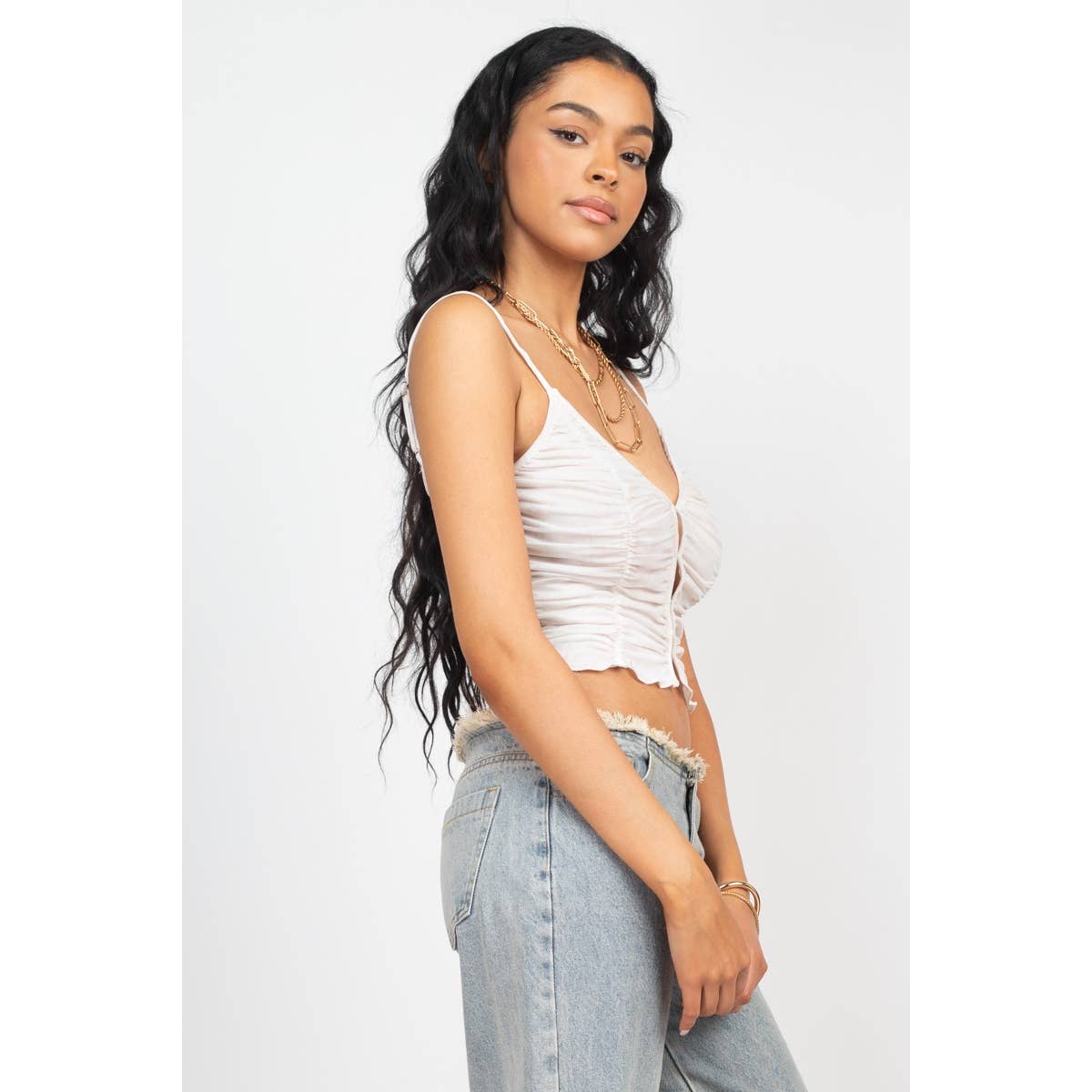 Mesh Corset Hook Eye Crop Top