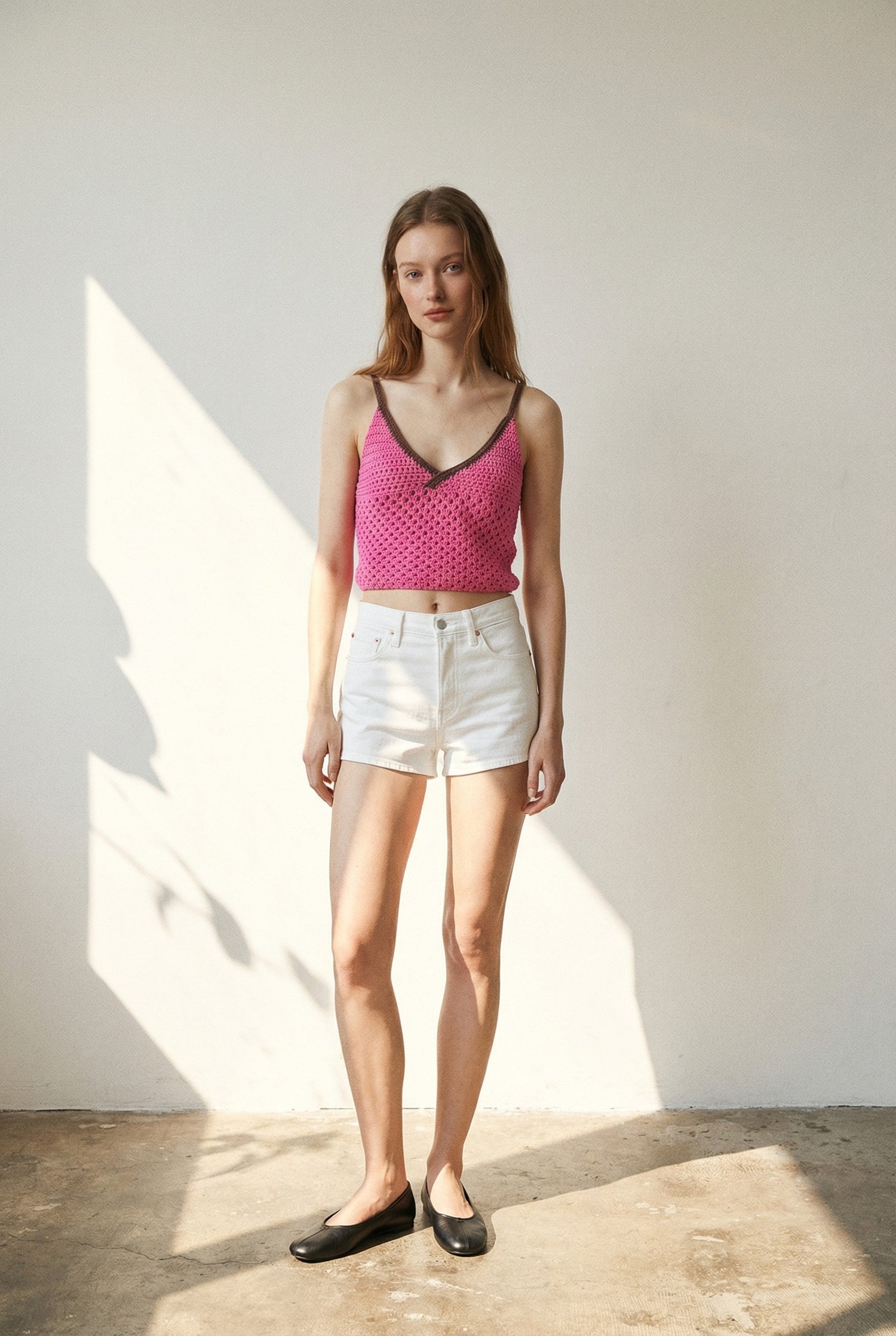 Contrast Crochet Knit Top