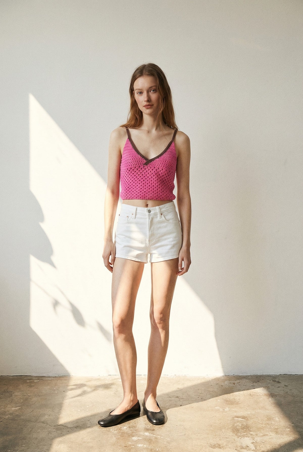 Contrast Crochet Knit Top