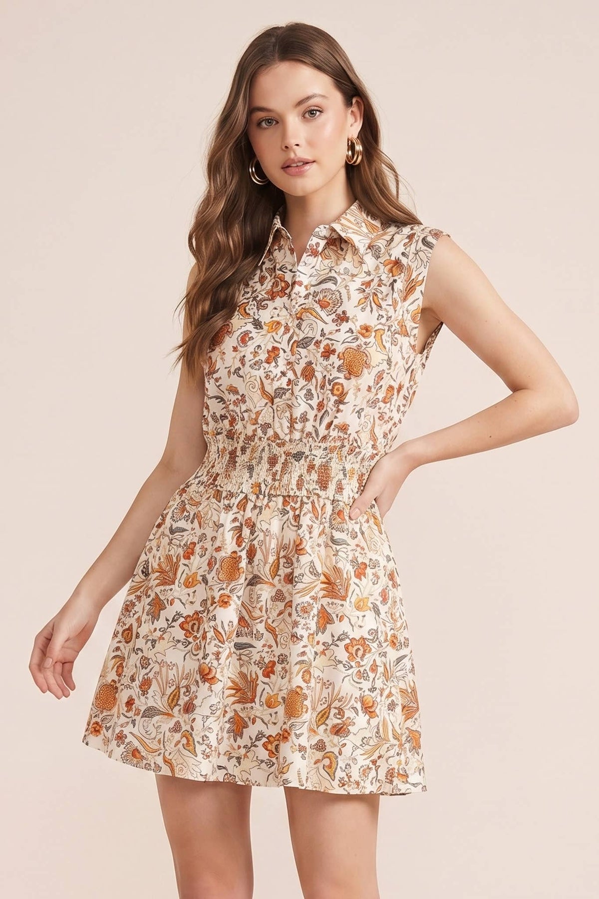 Smocked Waist Mini Dress
