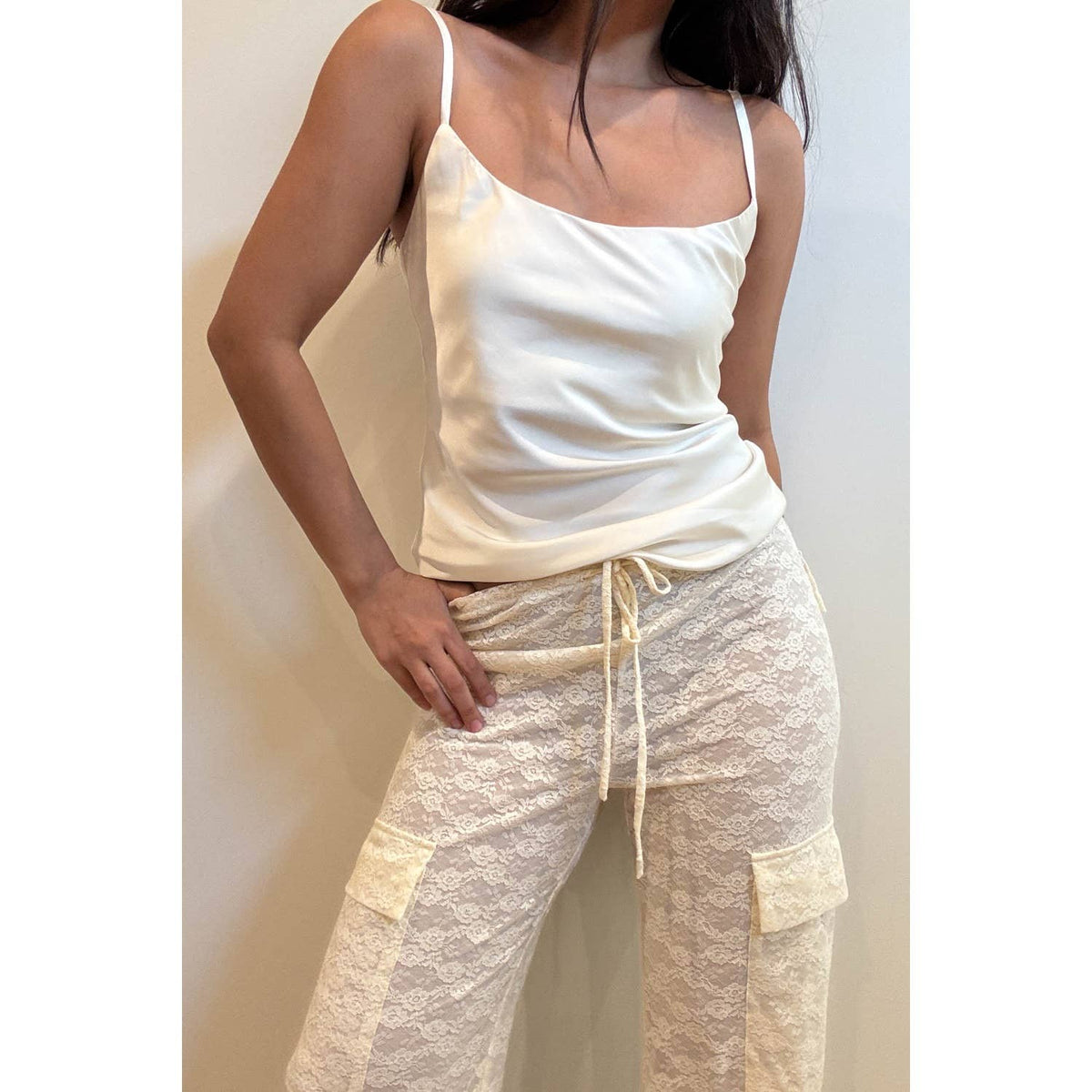 Lace Low Waist Cargo Pants
