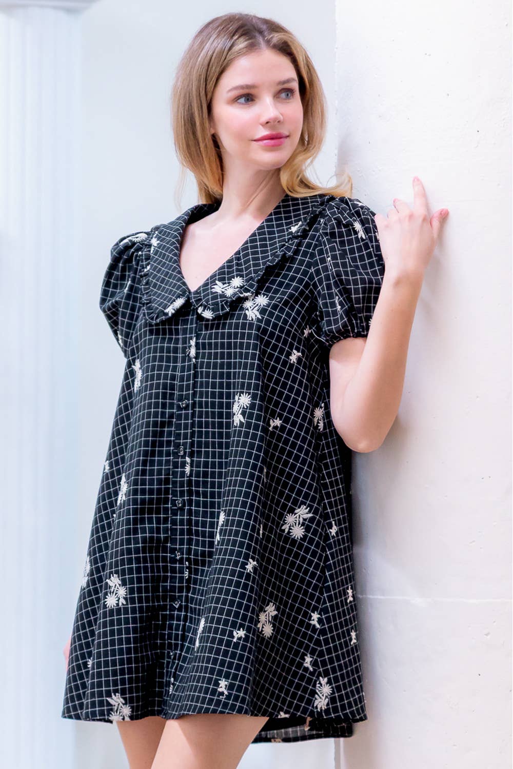 Chic A-line Dress with Floral Embroidery for Women