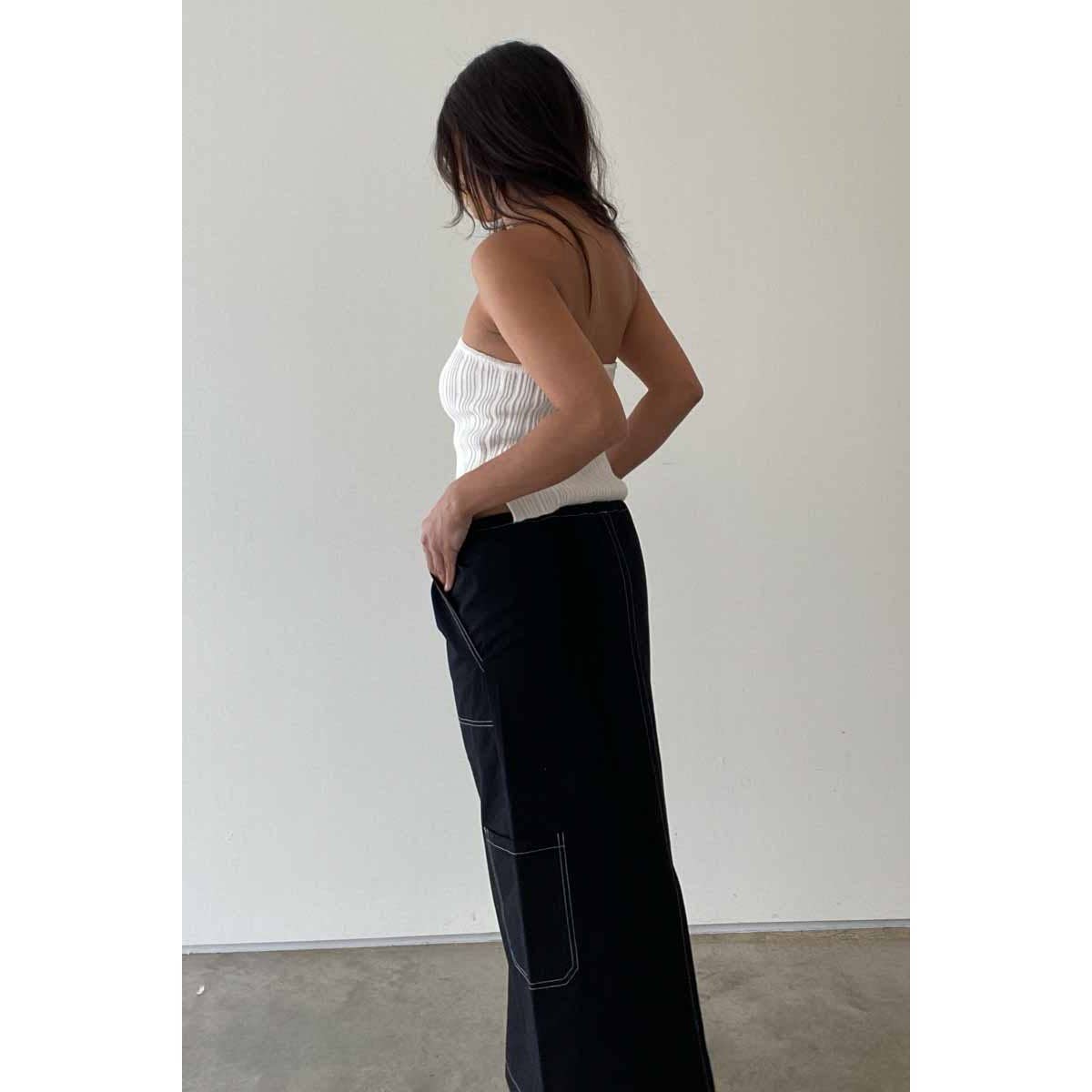 Cargo Midi Skirt W Contrast Stitch Detail