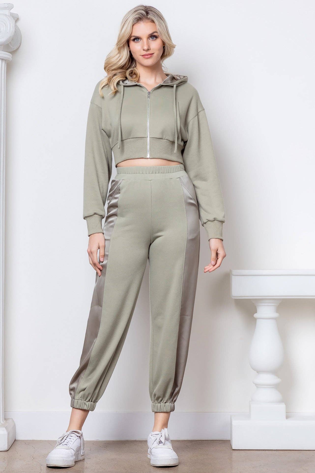 Stylish French Terry Hoodie and Jogger Set for Women
