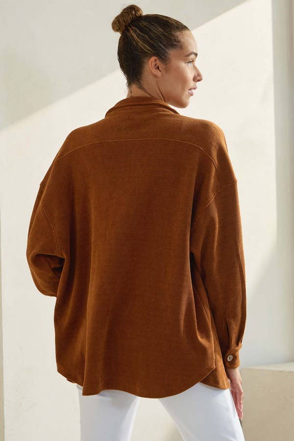 Women's Corduroy Button Up Shacket Fall Style
