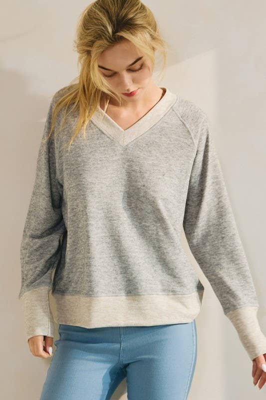 Ultra Soft Long Sleeve V-Neck Pull-Over Fall Layering