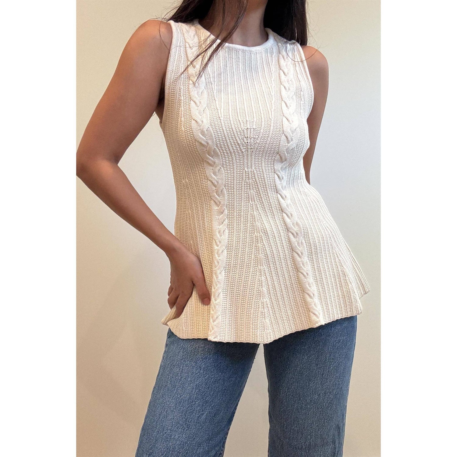 Cable Knit Peplum Top