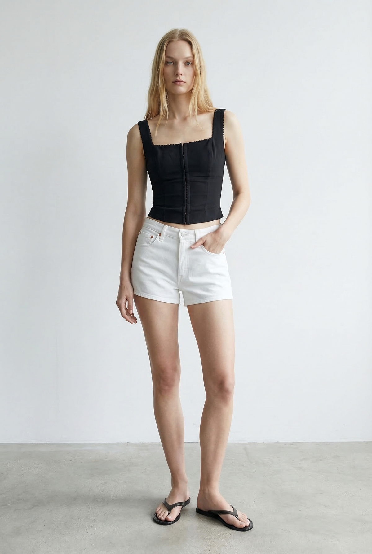 Square Neck Hook and Eye Corset Top
