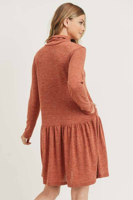 Turtleneck Peplum Hem Sweater Dress