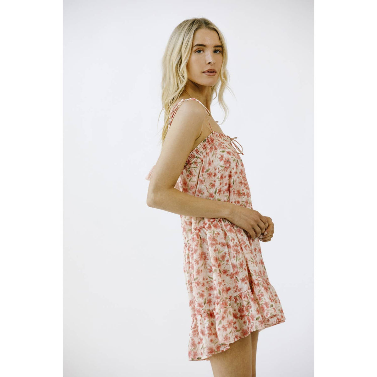 Pink Floral Swing Mini Dress