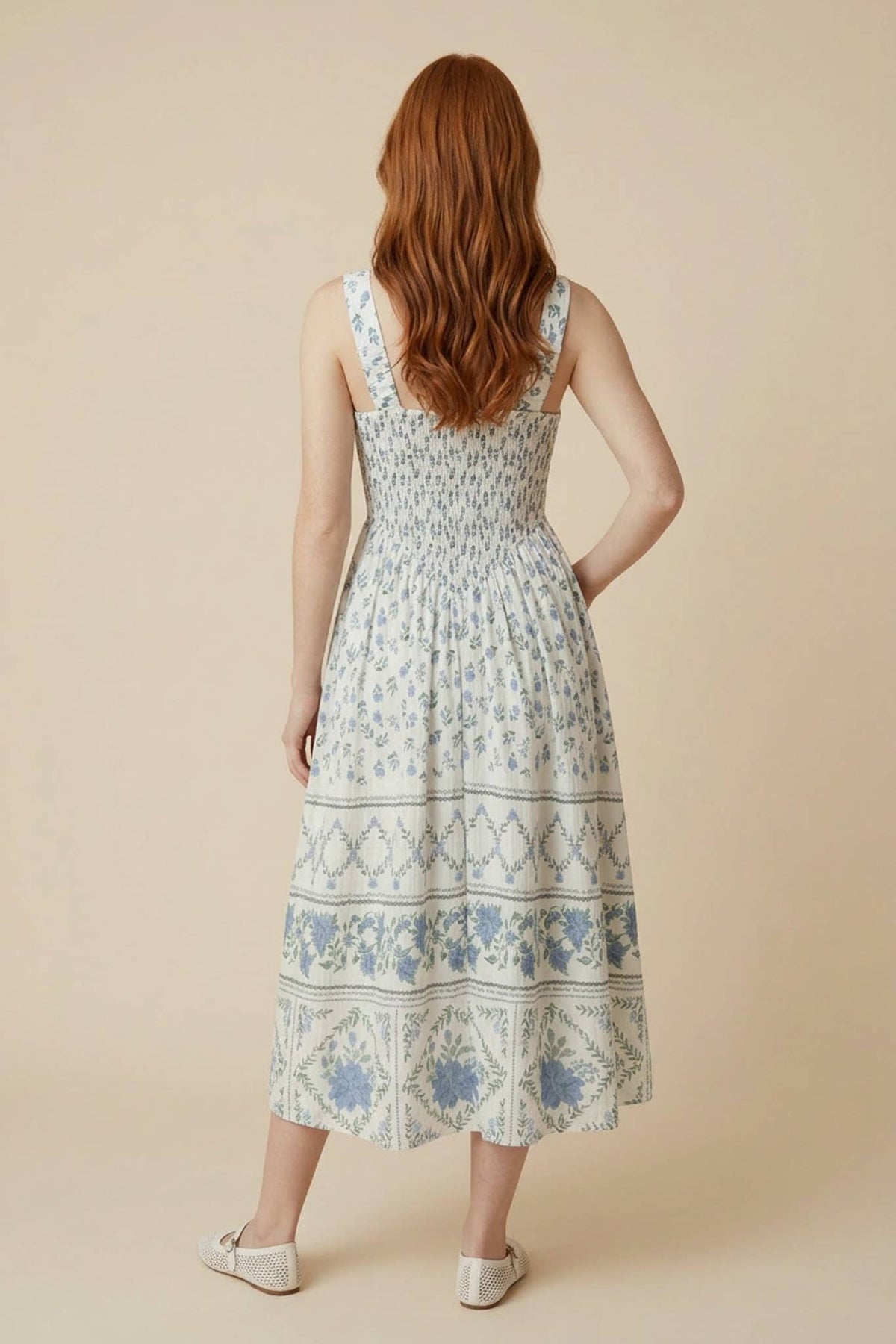Back Smocked Midi Dress